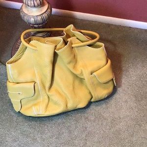 Vintage Cole Haan yellow pebble leather style handbag Excellent condition